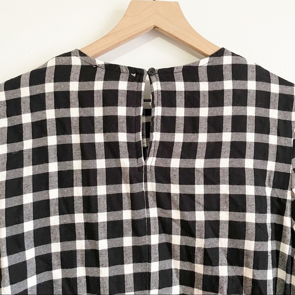 Beach Lunch Lounge Black & White Plaid Ruffle Sleeve Shift Dress - Picture 6 of 6